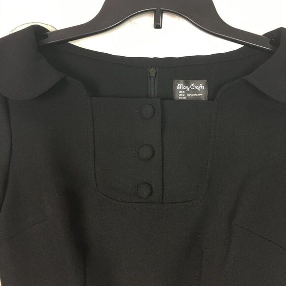 Mary Crafts Black Hourglass Dress womens XS 0 Business Cosplay Collared Neck - Picture 5 of 11